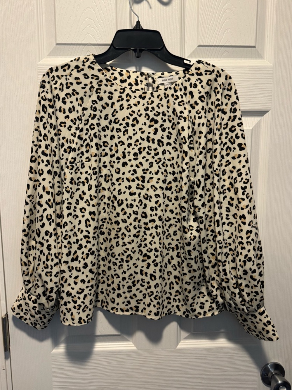 Nine West Cream and Black Leopard Print Blouse